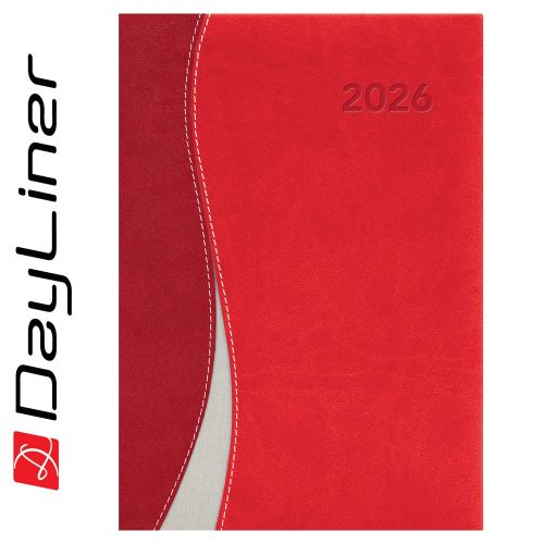 Határidőnapló Dubai A5 napi, fehér lapokkal piros-piros Dayliner 2026.