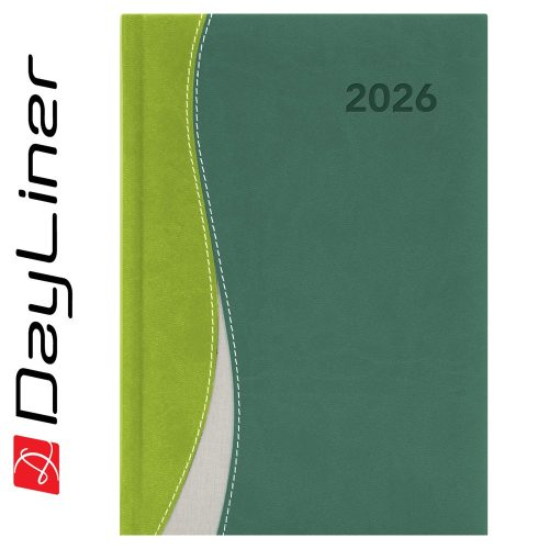 Határidőnapló Dubai A5 napi, fehér lapokkal zöld-zöld Dayliner 2026.