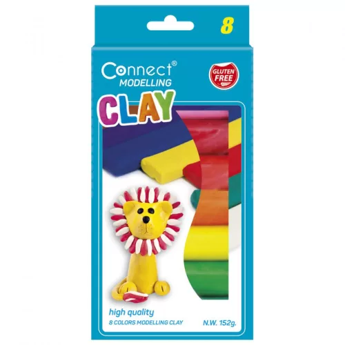 Gyurma készlet, 152g Connect felakasztható karton dobozban, 8klf. szín