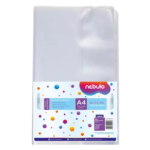 Füzetborító A4, bújtatós, PVC, 10 db/csomag, Nebulo