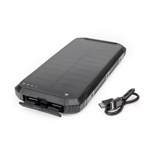 Powerbank napelemes 15W 2X USB-A + USB-C Platinet fekete