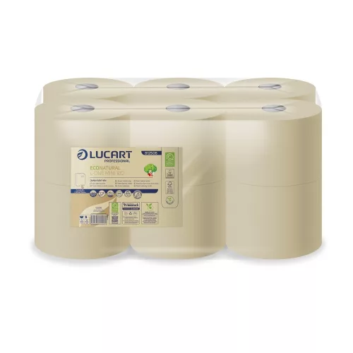Toalettpapír 2 rétegű közületi átmérő 18,2 cm laponkénti adagolás 12 tek/csom EcoNatural L-ONE MI Lucart_812506 havana