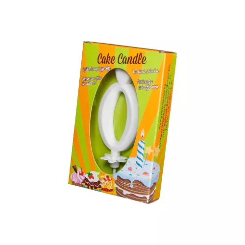 Számgyertya csomagolt 0 fehér