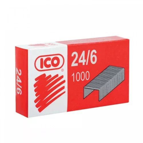 Tűzőkapocs 24/6, piros dobozos Ico
