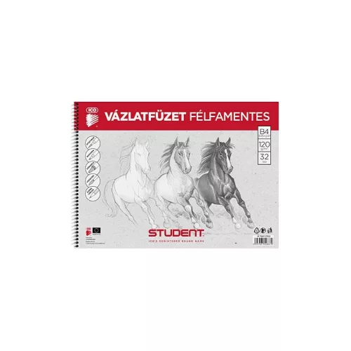 Vázlatfüzet B4, 120g. félfamentes Student