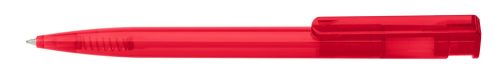 Golyóstoll nyomógombos 0,8mm, műanyag transparens piros test, Ico Star, írásszín piros