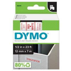   Feliratozógép szalag Dymo Letratag Dymo D1 S0720550/45015 12mmx7m, ORIGINAL, piros/fehér