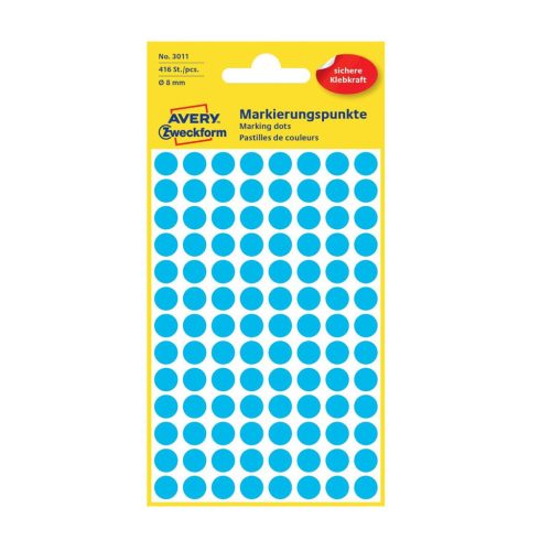 Etikett címke, o8mm, jelölésre, 104 címke/ív, 4 ív/doboz, Avery kék