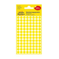   Etikett címke, o8mm, jelölésre, 104 címke/ív, 4 ív/doboz, Avery sárga