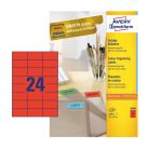 Etikett címke, 70 x37mm, univerzális, 24 címke/ív, 100 ív/doboz, Avery piros