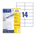 Etikett címke, 105 x42,3mm, univerzális, 14 címke/ív, 100 ív/doboz, Avery fehér