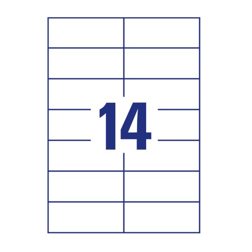 Etikett címke, 105 x42,3mm, univerzális, 14 címke/ív, 100 ív/doboz, Avery fehér