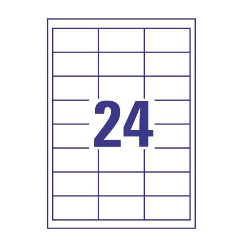 Etikett címke, 64,6 x33,8mm, univerzális, 24 címke/ív, 100 ív/doboz, Avery fehér