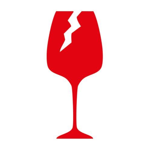 Etikett címke, piktogram Törékeny, óvatosan kezelendő! 74 x100mm,tekercses, 200 címke/doboz, Avery piros