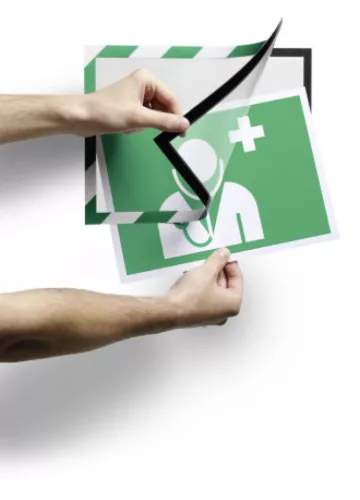 Infókeret A4, öntapadó mágneses záródás 2 db/csomag, Durable Duraframe® Security, zöld/fehér