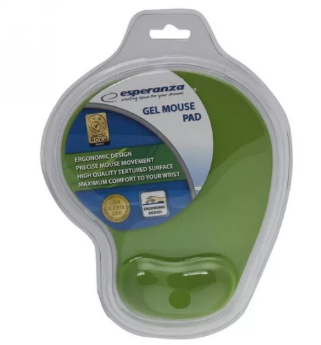 Egérpad csuklótámasszal, géltöltésű, Esperanza zöld