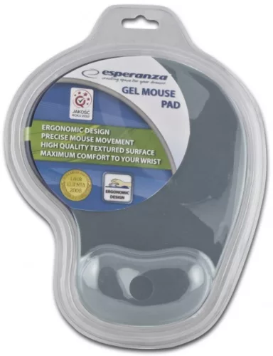 Egérpad csuklótámasszal, géltöltésű, Esperanza szürke