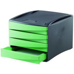   4 fiókos irattároló, műanyag, FELLOWES "Green2Desk", zöld