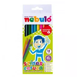   Színes ceruza készlet, háromszög vastag, Nebulo 12 klf. szín