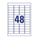 Etikett címke, 45,7 x21,2mm, univerzális visszaszedhető, 48 címke/ív, 25 ív/doboz, Avery fehér