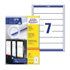 Etikett címke, 192 x38mm, iratrendezőre 7 címke/ív, 100 ív/doboz, Avery fehér