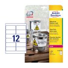 Etikett címke, 99,1 x42,3mm, időjárásálló poliészter, 12 címke/ív, 20 ív/doboz, Avery fehér