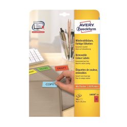   Etikett címke, 45,7 x21,2mm, univerzális visszaszedhető, 48 címke/ív, 20 ív/doboz, Avery piros