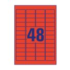 Etikett címke, 45,7 x21,2mm, univerzális visszaszedhető, 48 címke/ív, 20 ív/doboz, Avery piros