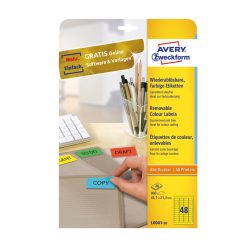   Etikett címke, 45,7 x21,2mm, univerzális visszaszedhető, 48 címke/ív, 20 ív/doboz, Avery sárga