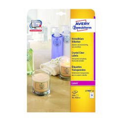   Etikett címke, 96 x50,8mm,víztiszta, 10 címke/ív, 25 ív/doboz, Avery átlátszó