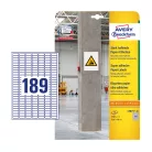 Etikett címke, 25,4 x10mm, szuper tapadású 189 címke/ív, 20 ív/doboz, Avery fehér