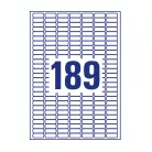 Etikett címke, 25,4 x10mm, szuper tapadású 189 címke/ív, 20 ív/doboz, Avery fehér