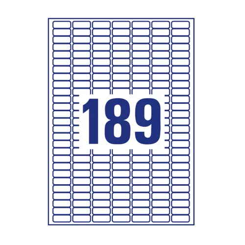 Etikett címke, 25,4 x10mm, szuper tapadású 189 címke/ív, 20 ív/doboz, Avery fehér