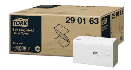 Kéztörlő 2 rétegű Z hajtogatású 250 lap/csomag 15 csomag/karton Soft Singlefold H3 Tork_290163 fehér