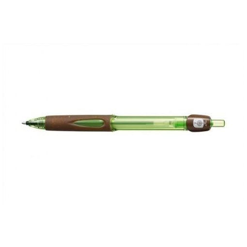 Golyóstoll, 0,4 mm, nyomógombos, zöld-barna tolltest, környezetbarát, UNI "SN-220 Powertank ", kék